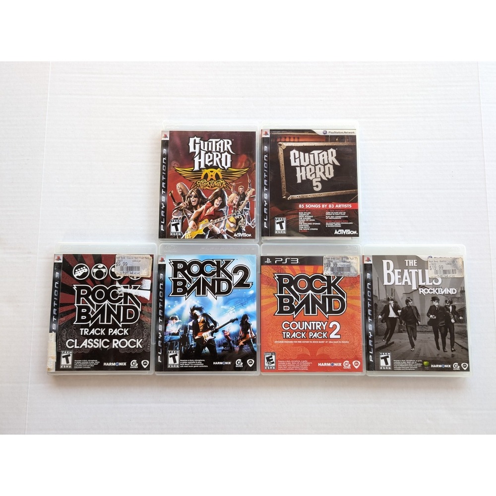 Rock Band Guitar Hero PS3 Game Lot of 6 Aerosmith Classic Country Beatles